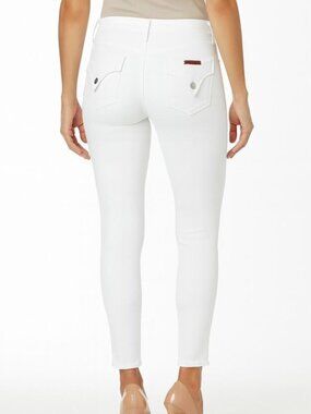 HUDSON Collin Mid Rise Flap-Pockets Straight Leg Jeans White Size 26